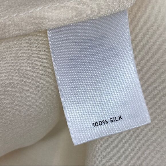 Halogen Ruffle Trim Neck Sheer Silk Sleeveless Top Cream Small - Picture 10 of 12